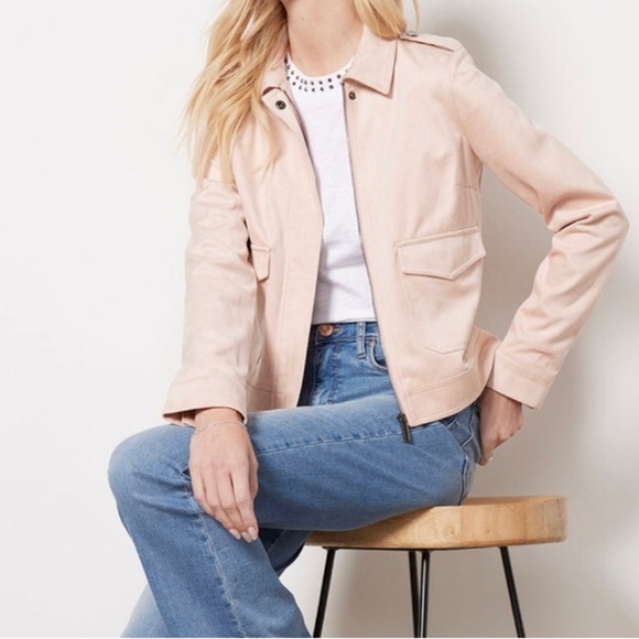 Woman’s Faux Suede Jacket Pastel Pink Size Large NWOT - Picture 2 of 16